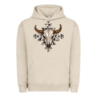 Pigment French Oak bull skull with aztec Urban Hoodie - MaliasSmallBusiness