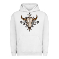 Pigment Lunar Rock bull skull with aztec Urban Hoodie - MaliasSmallBusiness