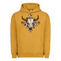 Pigment Peanut Butter bull skull with aztec Urban Hoodie - MaliasSmallBusiness