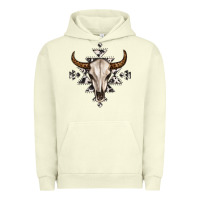 Pigment Pistachio bull skull with aztec Urban Hoodie - MaliasSmallBusiness