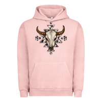 Pigment Salmon bull skull with aztec Urban Hoodie - MaliasSmallBusiness