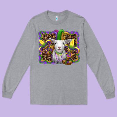 Mardi Gras Baby Sheep King Cake Fleur De Lis Long Sleeve Tee Designed By Ranaportraitstore