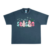 Midnight Navy tis the season snowman and christmas cake Urban Heavy Tee - MaliasSmallBusiness