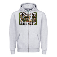 Heather Grey raising wild things Zipper Hoodie - Zillion Design Studio