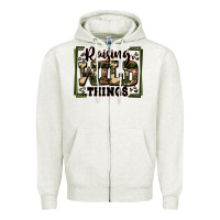 Oatmeal Heather raising wild things Zipper Hoodie - Zillion Design Studio