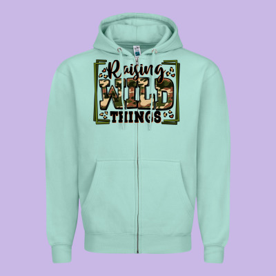 Raising Wild Things Zipper Hoodie Designed By Zillion Design Studio