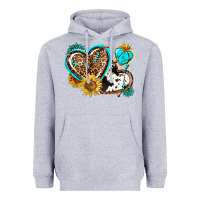 Heather Grey western leopard pride  hearts Heavyweight Hoodie - AdoDesignShop
