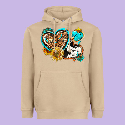 Western Leopard Pride  Hearts Heavyweight Hoodie Designed By Adodesignshop