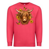Cardinal sunflowers long haired cow Premium Sweatshirt - Jasminsmagicworld
