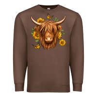 Chestnut sunflowers long haired cow Premium Sweatshirt - Jasminsmagicworld