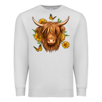 Dove Grey sunflowers long haired cow Premium Sweatshirt - Jasminsmagicworld