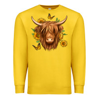 Lemon sunflowers long haired cow Premium Sweatshirt - Jasminsmagicworld