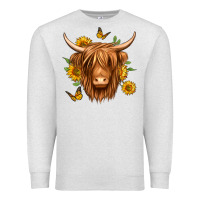 Oatmeal Heather sunflowers long haired cow Premium Sweatshirt - Jasminsmagicworld