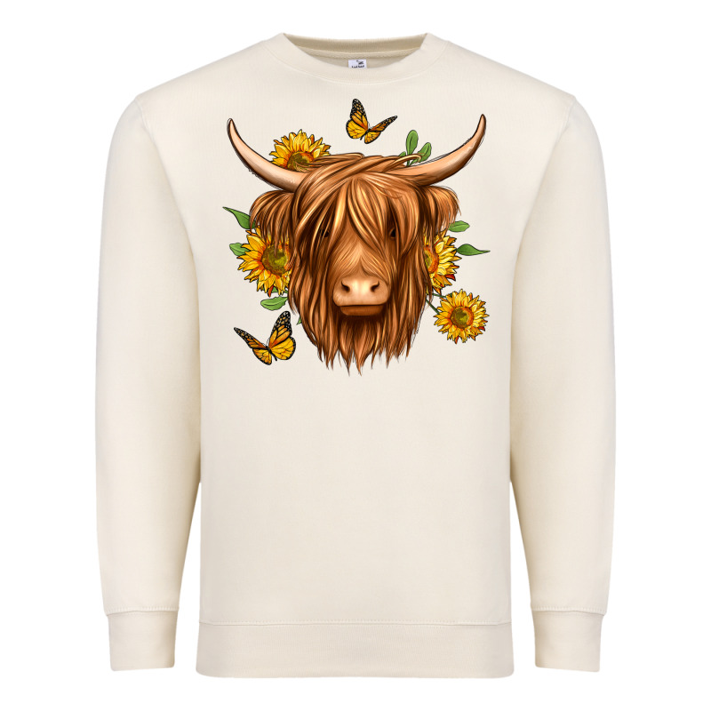 Sunflowers Long Haired Cow Premium Sweatshirt by Jasminsmagicworld | Teevron