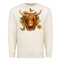 Sandshell sunflowers long haired cow Premium Sweatshirt - Jasminsmagicworld