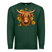 Sports Green sunflowers long haired cow Premium Sweatshirt - Jasminsmagicworld