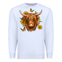 White sunflowers long haired cow Premium Sweatshirt - Jasminsmagicworld