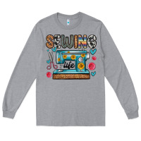 Heather Grey sewing life Long Sleeve Tee - Zillion Design Studio