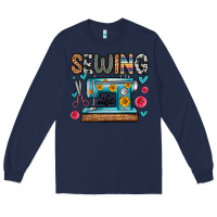 Navy sewing life Long Sleeve Tee - Zillion Design Studio