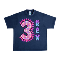 Navy 3 rex pink dinosaur Urban Heavy Tee - MaliasSmallBusiness