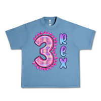 Pebble Blue 3 rex pink dinosaur Urban Heavy Tee - MaliasSmallBusiness