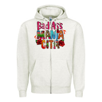 Oatmeal Heather bad ass mama cita Zipper Hoodie - CTS Tumbler Store