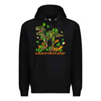Black shamrockscrusher t rex and horseshoe Premium Hoodie - AdoDesignShop