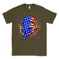 Army Green American lightning bolt Classic Tee - Zillion Design Studio