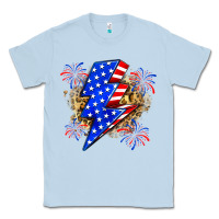 Dusty Blue American lightning bolt Classic Tee - Zillion Design Studio