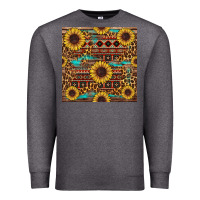 Charcoal Heather sunflower and leopard seamless pattern Premium Sweatshirt - BundleAndBundleShop
