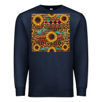 Navy sunflower and leopard seamless pattern Premium Sweatshirt - BundleAndBundleShop