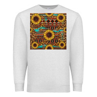 Oatmeal Heather sunflower and leopard seamless pattern Premium Sweatshirt - BundleAndBundleShop