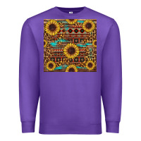 Purple sunflower and leopard seamless pattern Premium Sweatshirt - BundleAndBundleShop