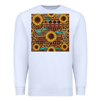White sunflower and leopard seamless pattern Premium Sweatshirt - BundleAndBundleShop