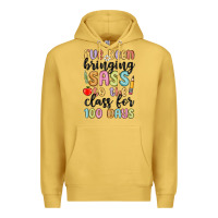Antique Gold i ve been bringing sass to the class for 100 days Premium Hoodie - MaliasSmallBusiness