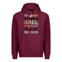 Burgundy i ve been bringing sass to the class for 100 days Premium Hoodie - MaliasSmallBusiness