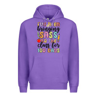 Purple i ve been bringing sass to the class for 100 days Premium Hoodie - MaliasSmallBusiness