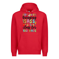Red i ve been bringing sass to the class for 100 days Premium Hoodie - MaliasSmallBusiness