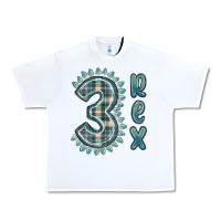 White 3 rex green dinosaur Urban Heavy Tee - MaliasSmallBusiness