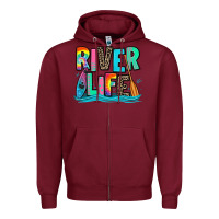 Burgundy river life kayaking Zipper Hoodie - Zillion Design Studio