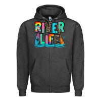 Charcoal Heather river life kayaking Zipper Hoodie - Zillion Design Studio