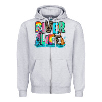Heather Grey river life kayaking Zipper Hoodie - Zillion Design Studio
