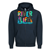 Navy river life kayaking Zipper Hoodie - Zillion Design Studio