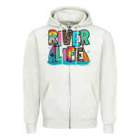 Oatmeal Heather river life kayaking Zipper Hoodie - Zillion Design Studio