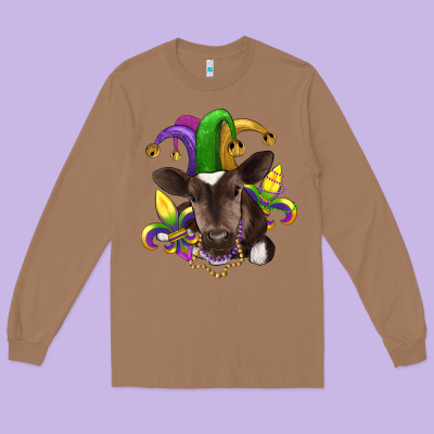 Mardi Gras Baby Cow Long Sleeve Tee Designed By Ranaportraitstore