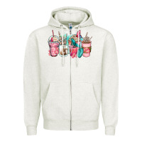 Oatmeal Heather rock hand coffee cups Zipper Hoodie - Zillion Design Studio