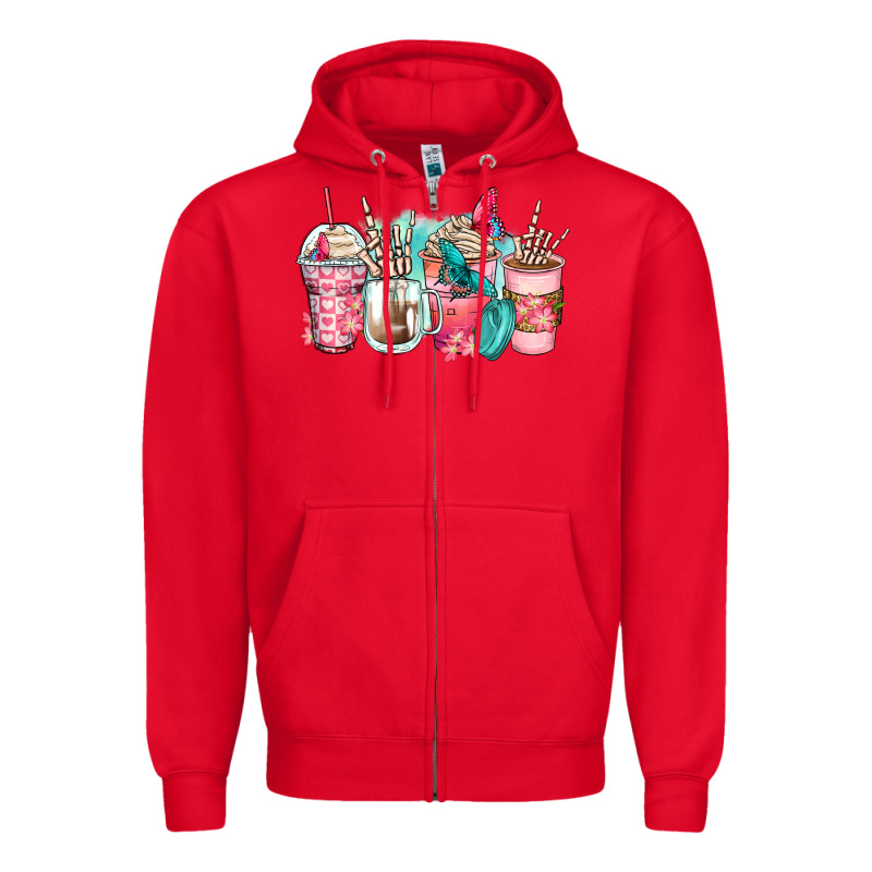 Rock Hand Coffee Cups Zipper Hoodie by Zillion Design Studio | Teevron