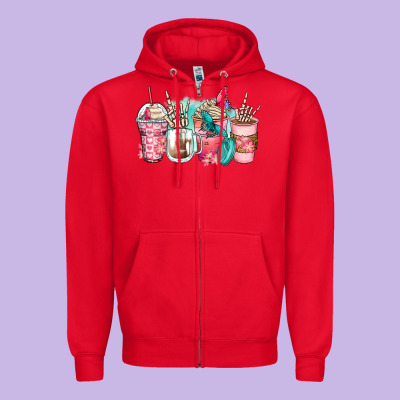 Rock Hand Coffee Cups Zipper Hoodie Designed By Zillion Design Studio