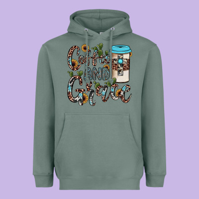 Coffee And Grace Heavyweight Hoodie Designed By Jahusdesignshop
