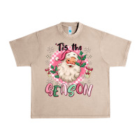 French Oak pink santa 'tis the season Urban Heavy Tee - MaliasSmallBusiness